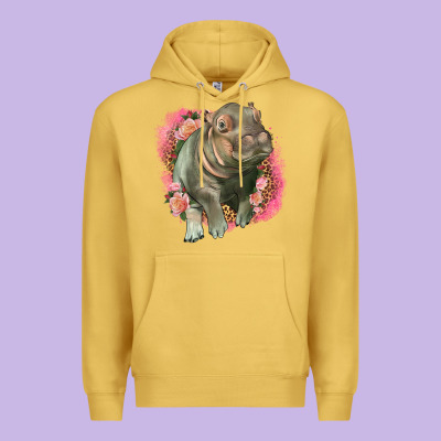 Leopard Baby Hippo Premium Hoodie Designed By Lillyallendesigns