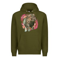 Army Green leopard baby hippo Premium Hoodie - LillyAllenDesigns
