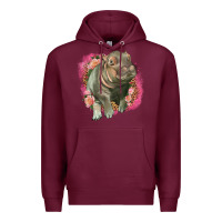 Burgundy leopard baby hippo Premium Hoodie - LillyAllenDesigns