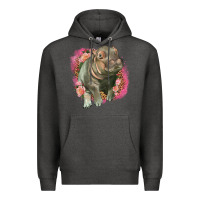 Charcoal Heather leopard baby hippo Premium Hoodie - LillyAllenDesigns