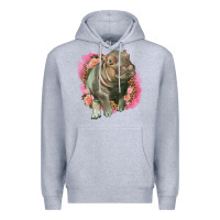 Heather Grey leopard baby hippo Premium Hoodie - LillyAllenDesigns