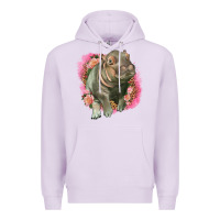 Lilac leopard baby hippo Premium Hoodie - LillyAllenDesigns