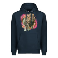 Navy leopard baby hippo Premium Hoodie - LillyAllenDesigns