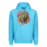 Ocean Blue leopard baby hippo Premium Hoodie - LillyAllenDesigns