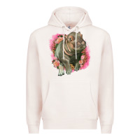Pale Pink leopard baby hippo Premium Hoodie - LillyAllenDesigns