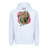 White leopard baby hippo Premium Hoodie - LillyAllenDesigns