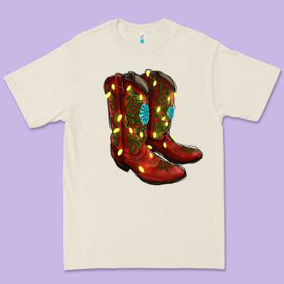 Cowboy Boots Christmas Premium Tee Designed By Ranaportraitstore