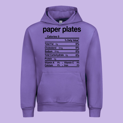 Paper Plates Nutrition Facts Funny Thanksgiving Christmas Urban Hoodie Designed By Artisfamous
