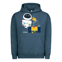 Pigment Midnight Navy wall e eve christmas light wrap graphic t shirt Urban Hoodie - artisFamous