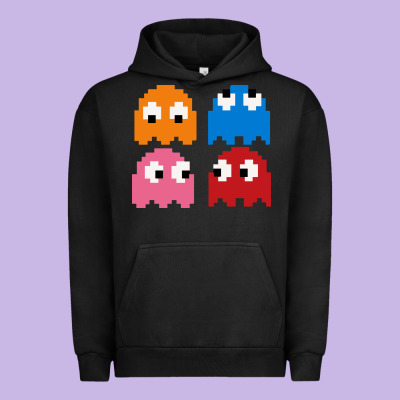 Pacman Ghosts Cool Retro 80s Urban Hoodie Designed By Artisfamous