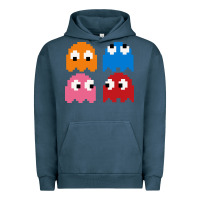 Pigment Midnight Navy pacman ghosts cool retro 80s Urban Hoodie - artisFamous