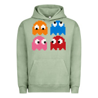 Pigment Oil Green pacman ghosts cool retro 80s Urban Hoodie - artisFamous