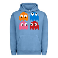 Pigment Pebble Blue pacman ghosts cool retro 80s Urban Hoodie - artisFamous