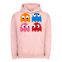 Pigment Salmon pacman ghosts cool retro 80s Urban Hoodie - artisFamous