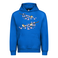 Cobalt cherry blossom sakura with bird Urban Hoodie - artisFamous