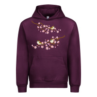 Mauve Wine cherry blossom sakura with bird Urban Hoodie - artisFamous