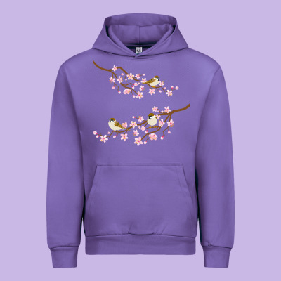 Cherry Blossom Sakura With Bird Urban Hoodie Designed By Artisfamous