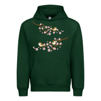 Forest Green cherry blossom sakura with bird Urban Hoodie - artisFamous