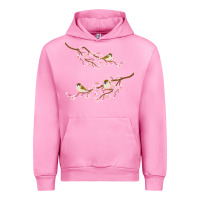 Fuchsia Pink cherry blossom sakura with bird Urban Hoodie - artisFamous