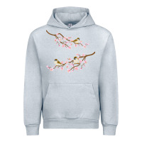 Heather Grey cherry blossom sakura with bird Urban Hoodie - artisFamous