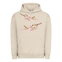 Pigment French Oak cherry blossom sakura with bird Urban Hoodie - artisFamous