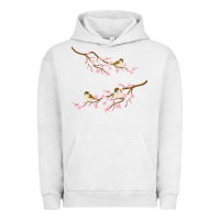 Pigment Lunar Rock cherry blossom sakura with bird Urban Hoodie - artisFamous