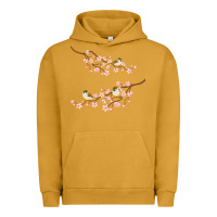 Pigment Peanut Butter cherry blossom sakura with bird Urban Hoodie - artisFamous