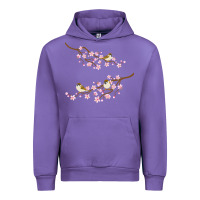 Tulip cherry blossom sakura with bird Urban Hoodie - artisFamous