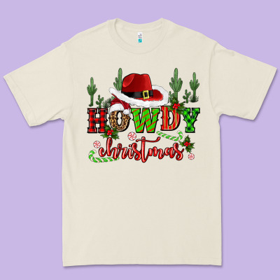 Howdy Christmas Cowboy Hat Premium Tee Designed By Cowgirlartshop