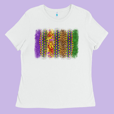 Mardi Gras Brushstroke Ladies Tee Designed By Oliviacreatesart