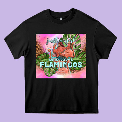 Just A Girl Who Loves Flamingo Heavy Core Tee Designed By Tumblerdesignbyshophia