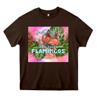 Chocolate Brown just a girl who loves flamingo Heavy Core Tee - TumblerDesignByShophia