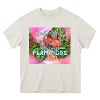 Cream just a girl who loves flamingo Heavy Core Tee - TumblerDesignByShophia