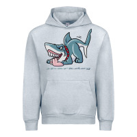 Heather Grey Sharkdog Sticker Urban Hoodie - artisFamous