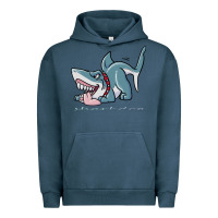 Pigment Midnight Navy Sharkdog Sticker Urban Hoodie - artisFamous