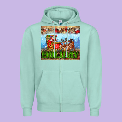Holiday And Santa. Claus Zipper Hoodie Designed By Adodesignshop
