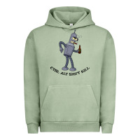 Pigment Oil Green Futurama Ctrl Alt Shift Kill Bender Urban Hoodie - artisFamous