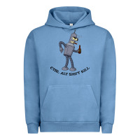 Pigment Pebble Blue Futurama Ctrl Alt Shift Kill Bender Urban Hoodie - artisFamous