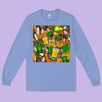 St. Patrick's Day Pig With Beer And Shamrock Seamless Long Sleeve Tee Designed By Fadigitalartstudio