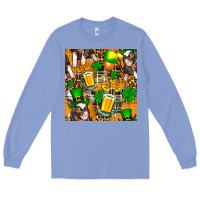 Colony Blue St. Patrick's Day Pig With Beer And Shamrock Seamless Long Sleeve Tee - FaDigitalArtStudio
