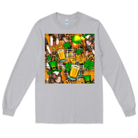 Moon Dust St. Patrick's Day Pig With Beer And Shamrock Seamless Long Sleeve Tee - FaDigitalArtStudio