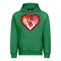 Emerald valentines day rooster with leopard heart Urban Hoodie - RanaPortraitStore