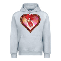 Heather Grey valentines day rooster with leopard heart Urban Hoodie - RanaPortraitStore