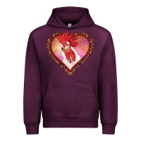 Mauve Wine valentines day rooster with leopard heart Urban Hoodie - RanaPortraitStore