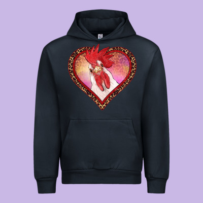 Valentines Day Rooster With Leopard Heart Urban Hoodie Designed By Ranaportraitstore