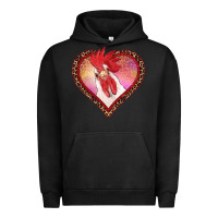 Pigment Black valentines day rooster with leopard heart Urban Hoodie - RanaPortraitStore