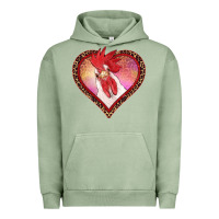 Pigment Oil Green valentines day rooster with leopard heart Urban Hoodie - RanaPortraitStore