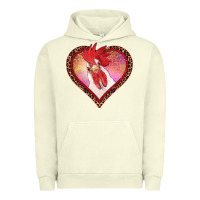 Pigment Pistachio valentines day rooster with leopard heart Urban Hoodie - RanaPortraitStore