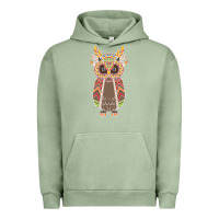 Pigment Oil Green Native OWL Urban Hoodie - artisFamous