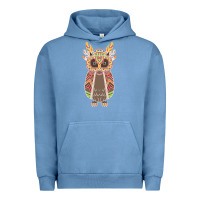 Pigment Pebble Blue Native OWL Urban Hoodie - artisFamous